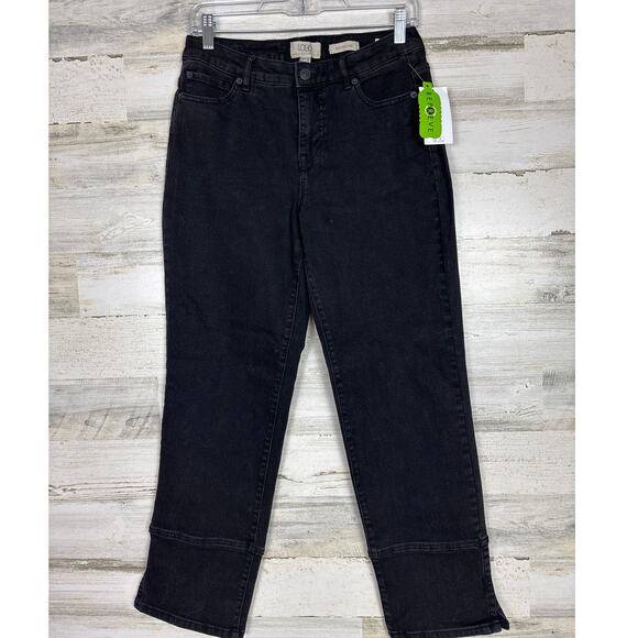LOGO Women’s 6 Black Boyfriend Denim Jeans Classic Fit Zip NWT viscose cotton - Picture 1 of 3